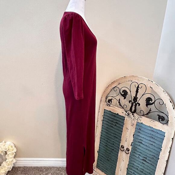 Witchy Fall Maxi Dress Ribbed Puffed Modest Wine NWT Capsule Base Layer MED - Picture 3 of 6